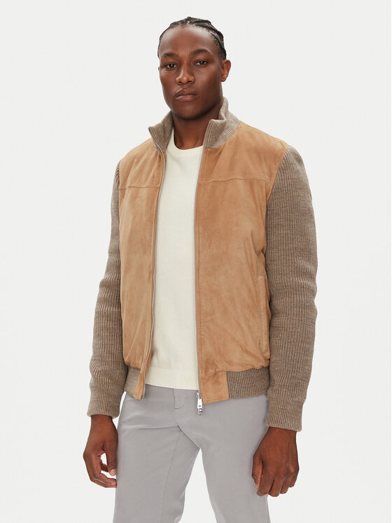 Milestone Кожено яке MSNicolas 531628 60690 Бежов Regular Fit цвят на ниска цена