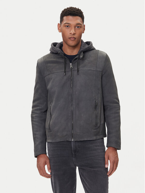 Milestone Кожено яке MSRenaldo 531006 60725 Сив Regular Fit цвят на ниска цена