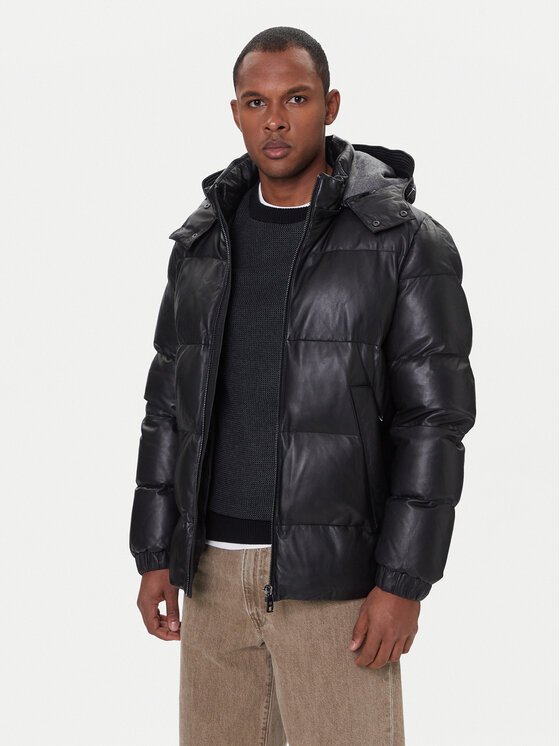 Milestone Кожено яке Mortimer 531040 21340 Черен Regular Fit цвят на ниска цена