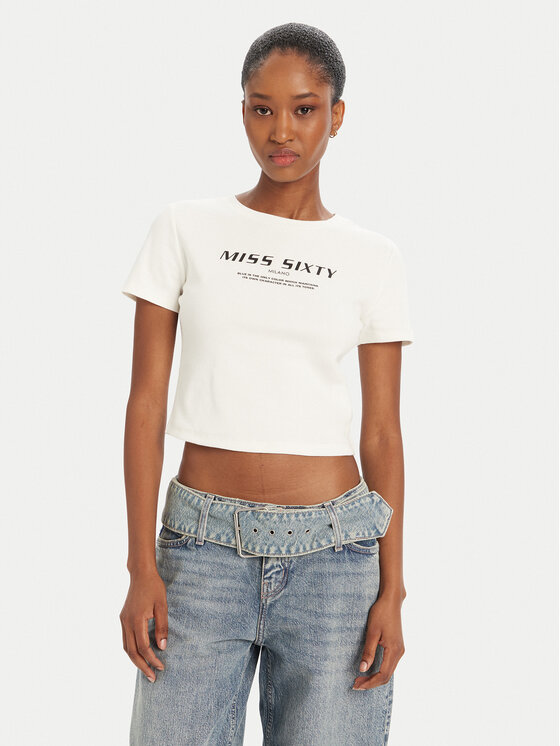 Miss Sixty Тишърт 6L1SJ4300000 Бял Slim Fit цвят на ниска цена