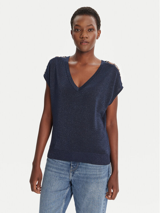 Morgan Блуза 242-MRING Тъмносин Relaxed Fit цвят на ниска цена