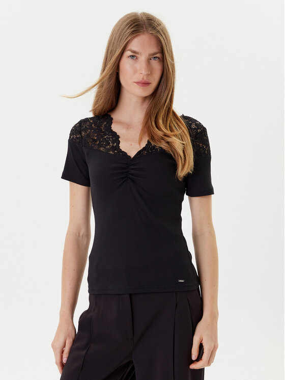 Morgan Блуза 252-DELINE Черен Slim Fit цвят на ниска цена