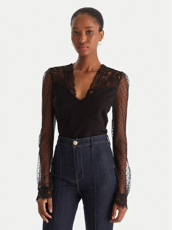 Morgan Блуза 252-TARSILA Черен Slim Fit цвят на ниска цена