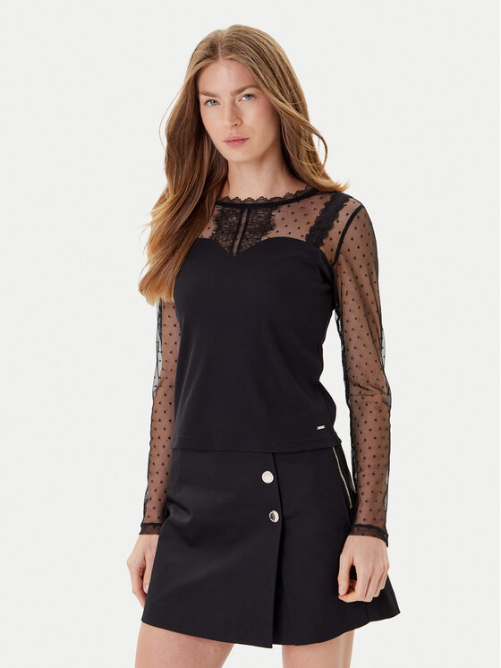 Morgan Блуза 252-TIPO 979 Черен Slim Fit цвят на ниска цена