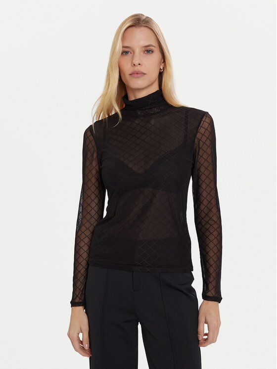 Morgan Блуза 252-TMESH Черен Slim Fit цвят на ниска цена