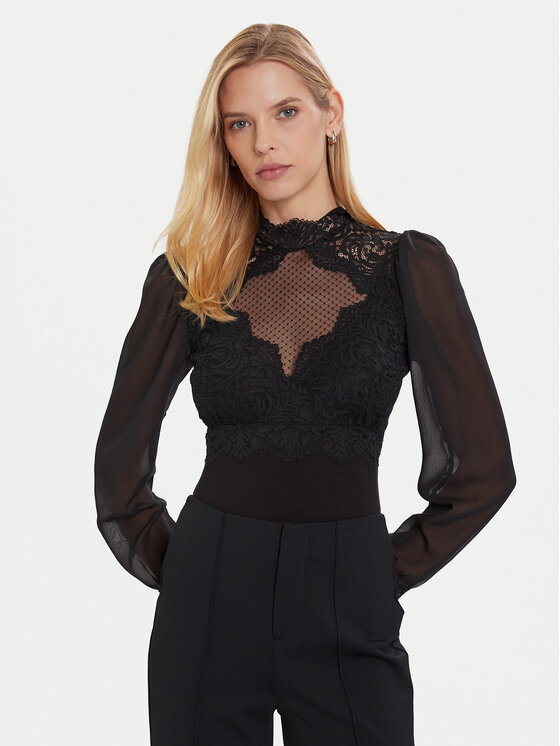 Morgan Блуза 252-TRIBO Черен Slim Fit цвят на ниска цена