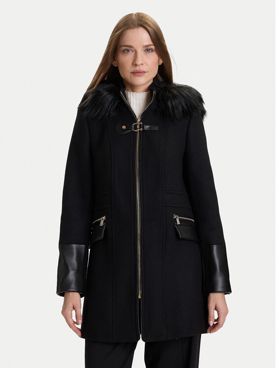 Morgan Вълнено палто 222-GSIBIL Черен Regular Fit цвят на ниска цена