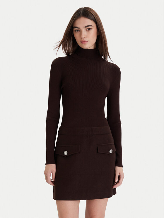 Morgan Плетена рокля 242-REGOYA Кафяв Slim Fit цвят на ниска цена