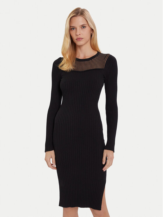 Morgan Плетена рокля 252-RMAN Черен Slim Fit цвят на ниска цена