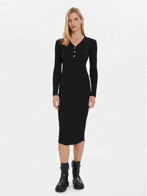 Morgan Плетена рокля 252-RMEXAS Черен Slim Fit цвят на ниска цена