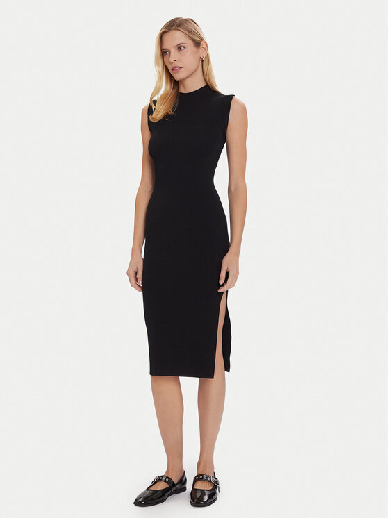 Morgan Плетена рокля 252-RMLISEA Черен Slim Fit цвят на ниска цена