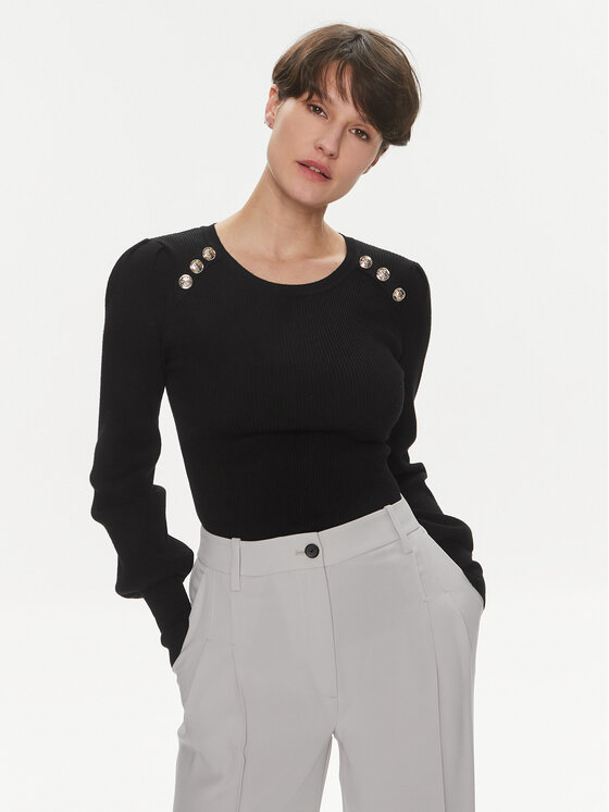 Morgan Пуловер 241-MSUCCES Черен Slim Fit цвят на ниска цена