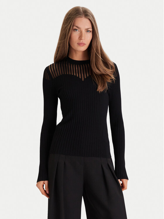 Morgan Пуловер 252-MAMDO Черен Slim Fit цвят на ниска цена