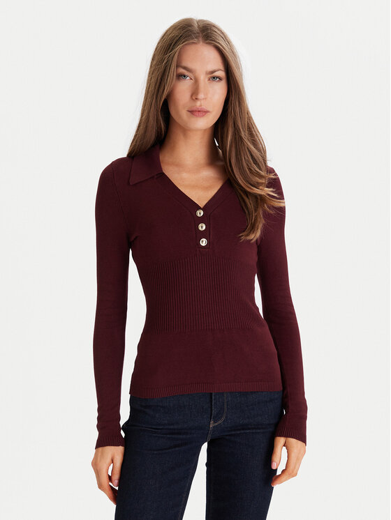 Morgan Пуловер 252-MBANOU Бордо Slim Fit цвят на ниска цена