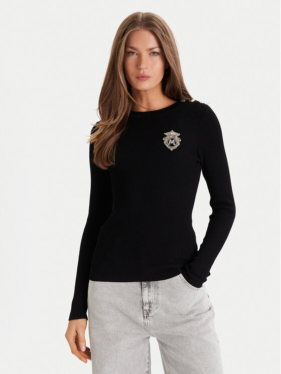 Morgan Пуловер 252-MRAYU Черен Slim Fit цвят на ниска цена