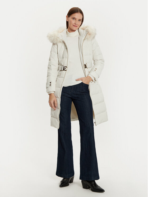 Morgan Пухено яке 242-GARENA Екрю Slim Fit цвят на ниска цена