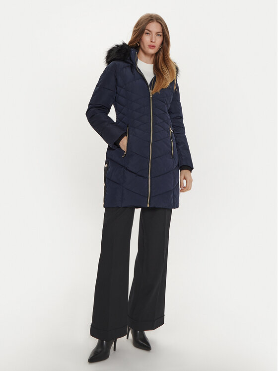 Morgan Пухено яке 242-GCLEO Тъмносин Regular Fit цвят на ниска цена