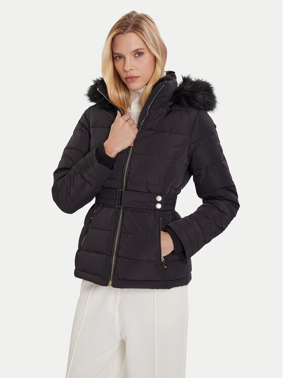 Morgan Пухено яке 252-GAMONI Черен Slim Fit цвят на ниска цена