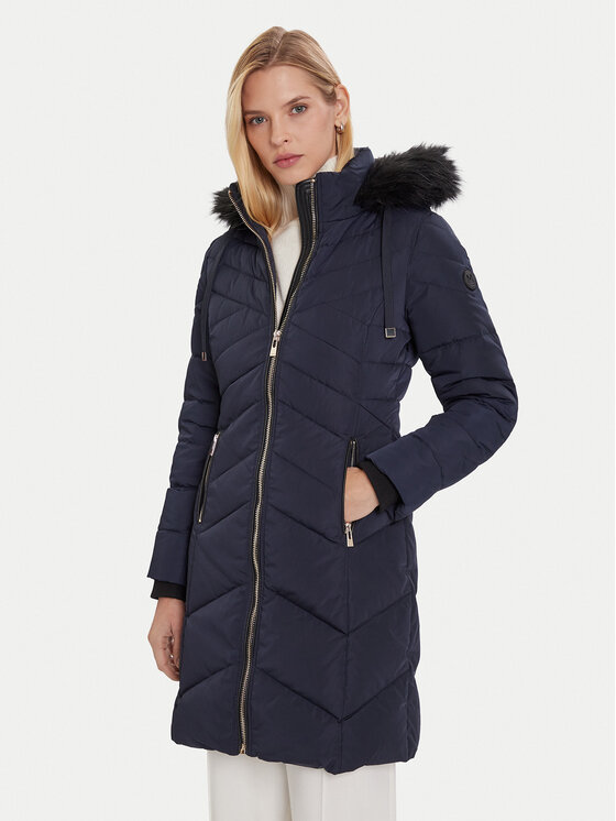 Morgan Пухено яке 252-GCLEA Тъмносин Slim Fit цвят на ниска цена