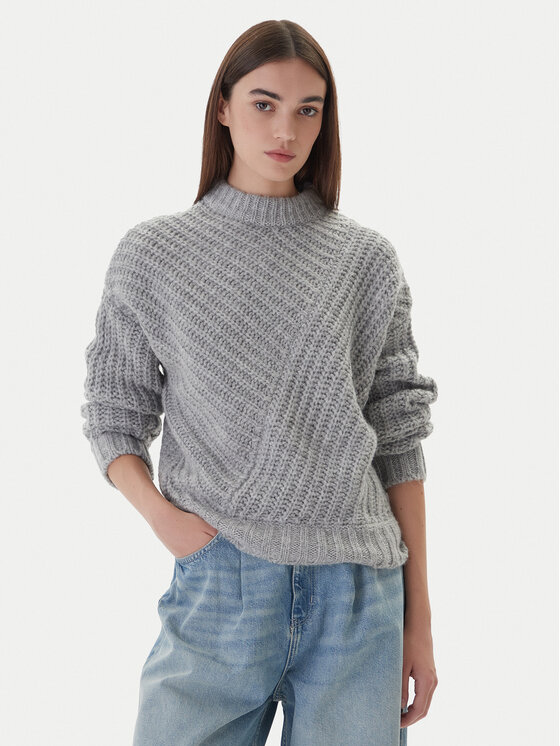 Mustang Пуловер Erin 1016786 Сив Relaxed Fit цвят на ниска цена