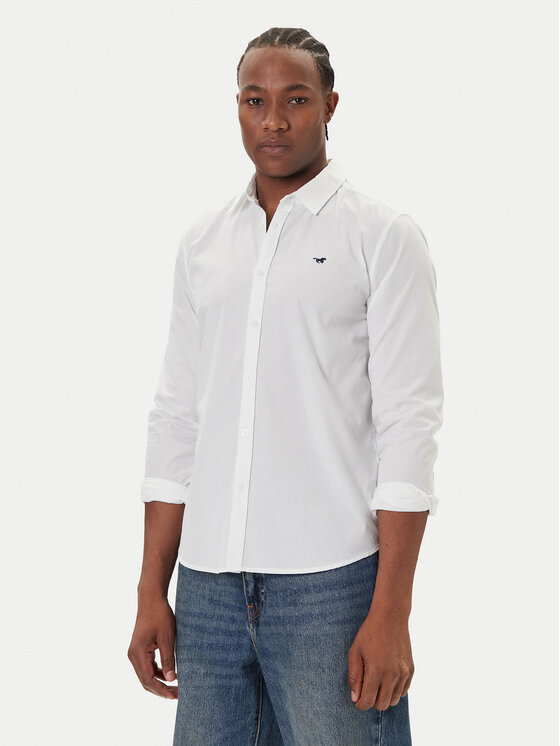 Mustang Риза Canton 1016951 Бял Slim Fit цвят на ниска цена