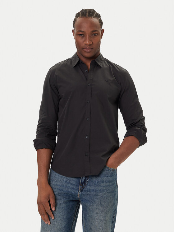 Mustang Риза Canton 1016951 Черен Slim Fit цвят на ниска цена