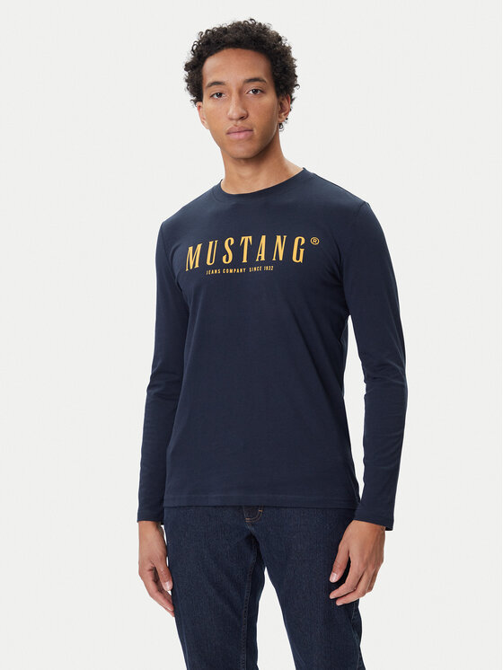 Mustang Тениска с дълъг ръкав Asheville 1016873 Тъмносин Regular Fit цвят на ниска цена