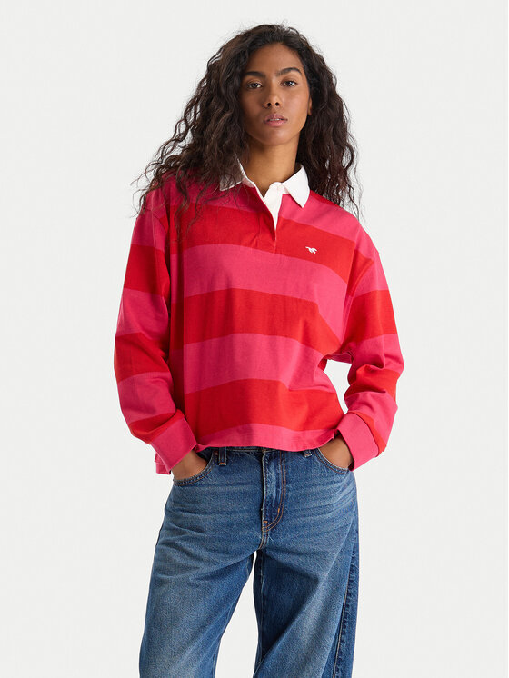 Mustang Тениска с яка и копчета Anna 1016773 Червен Relaxed Fit цвят на ниска цена