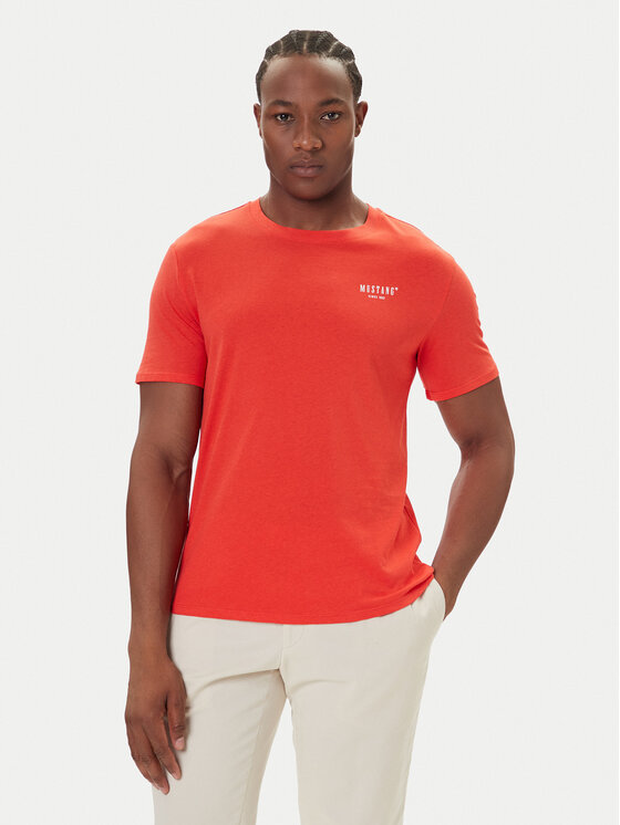 Mustang Тишърт Austin 1016857 Червен Regular Fit цвят на ниска цена