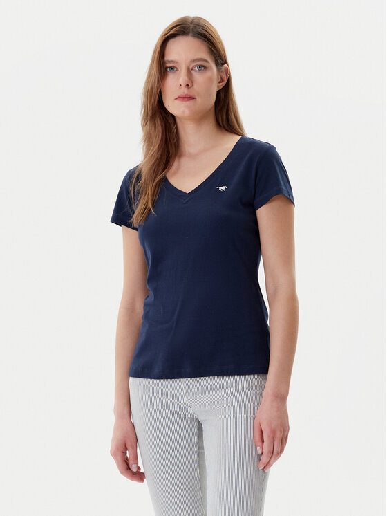 Mustang Тишърт Beverly 1016517 Тъмносин Slim Fit цвят на ниска цена