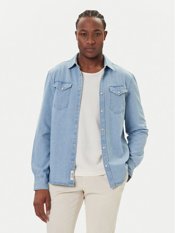 Mustang дънкова риза Duver 1016950 Син Regular Fit цвят на ниска цена