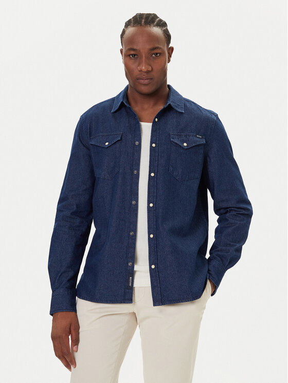 Mustang дънкова риза Duver 1016950 Тъмносин Regular Fit цвят на ниска цена