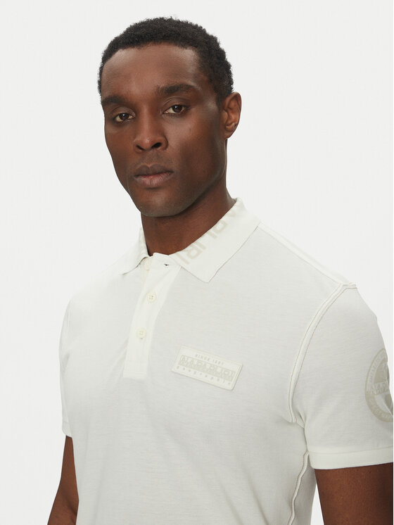 Napapijri Тениска с яка и копчета E-Amundsen NP0A4IN9 Екрю Regular Fit цвят на ниска цена