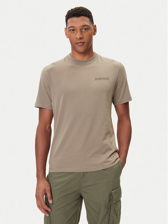Napapijri Тишърт S-Back Graphic NP0A88SU Бежов Regular Fit цвят на ниска цена