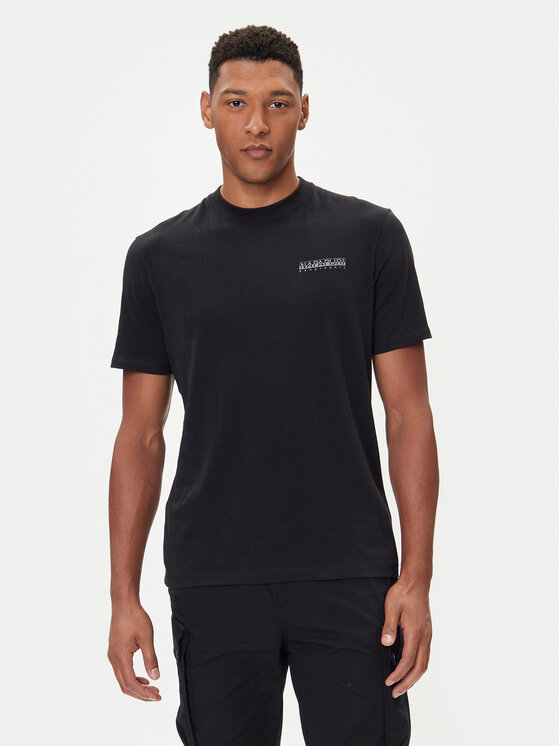 Napapijri Тишърт S-Back Graphic NP0A88SU Черен Regular Fit цвят на ниска цена