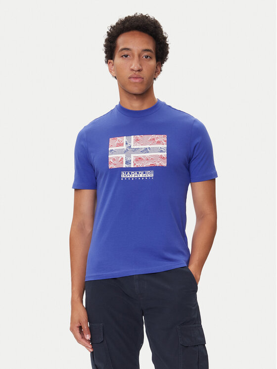 Napapijri Тишърт S-Drapeau Ss NP0A891K Син Regular Fit цвят на ниска цена