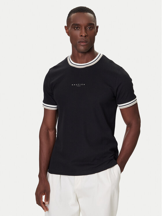 Nautica Тишърт N1S03473 Черен Regular Fit цвят на ниска цена