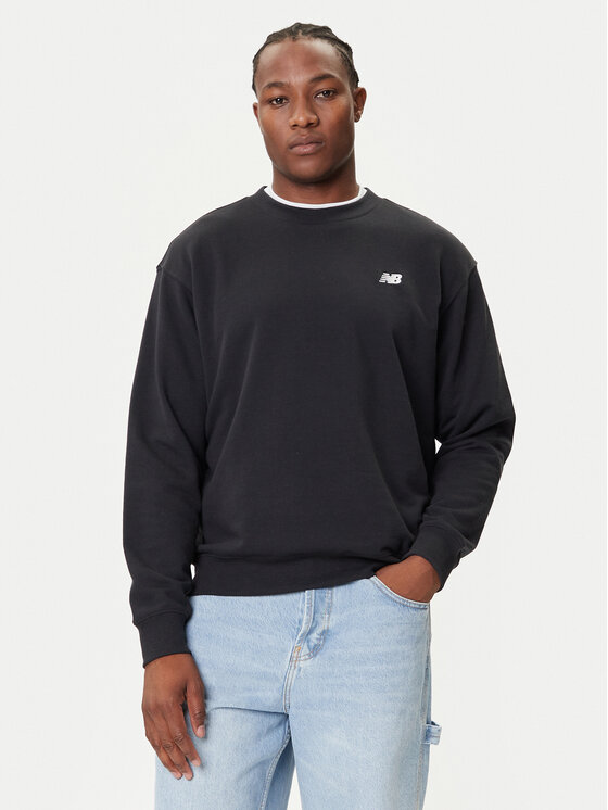 New Balance Суитшърт Small Logo MT41507 Черен Relaxed Fit цвят на ниска цена