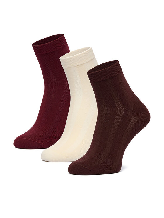 Nine West Къси чорапи CEO_BR_NW_25082_Z_AW25 (3 PACK) Бордо цвят на ниска цена