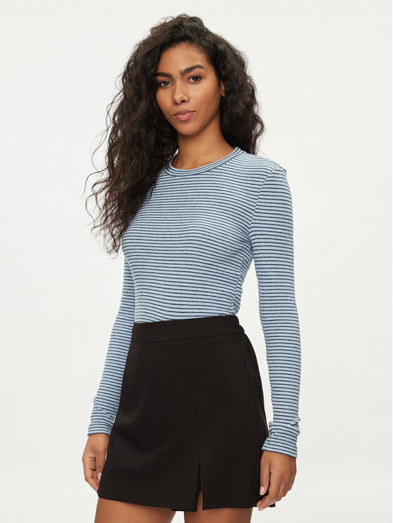 Noisy May Блуза Posy 27026866 Син Slim Fit цвят на ниска цена