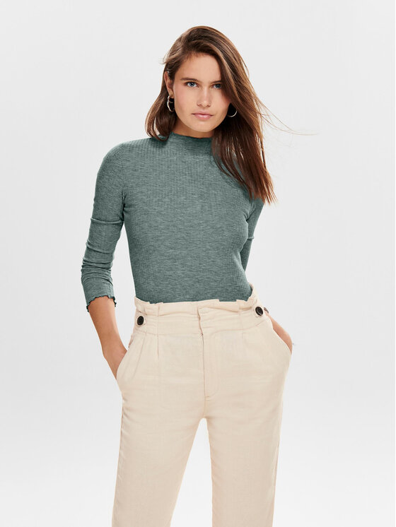 ONLY Блуза Emma 15180040 Зелен Slim Fit цвят на ниска цена