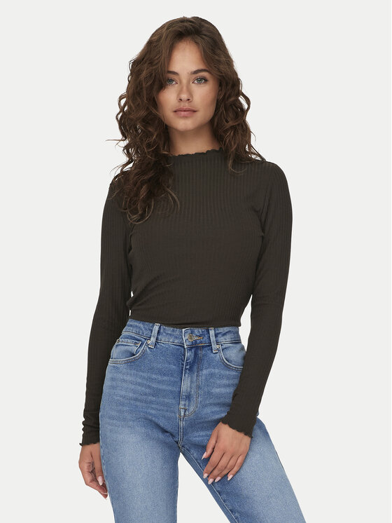 ONLY Блуза Emma 15180040 Кафяв Slim Fit цвят на ниска цена