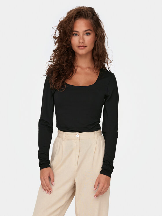 ONLY Блуза Lea 15302647 Черен Slim Fit цвят на ниска цена