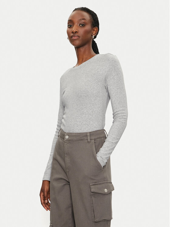 ONLY Блуза Riley 15323159 Сив Slim Fit цвят на ниска цена