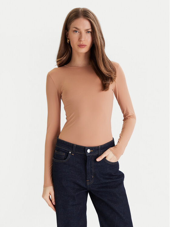 ONLY Боди Frida 15343926 Бежов Slim Fit цвят на ниска цена