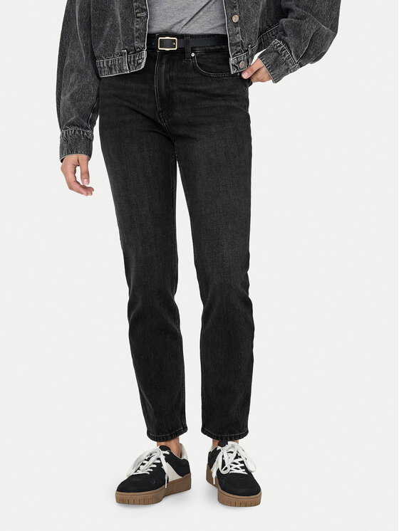 ONLY Дънки Emily 15235780 Черен Straight Fit цвят на ниска цена