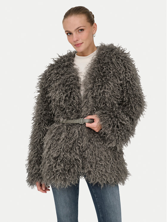 ONLY Кожено палто Barcelona 15352755 Сив Regular Fit цвят на ниска цена