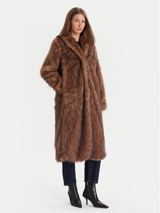 ONLY Кожено палто Dawn 15352794 Кафяв Regular Fit цвят на ниска цена