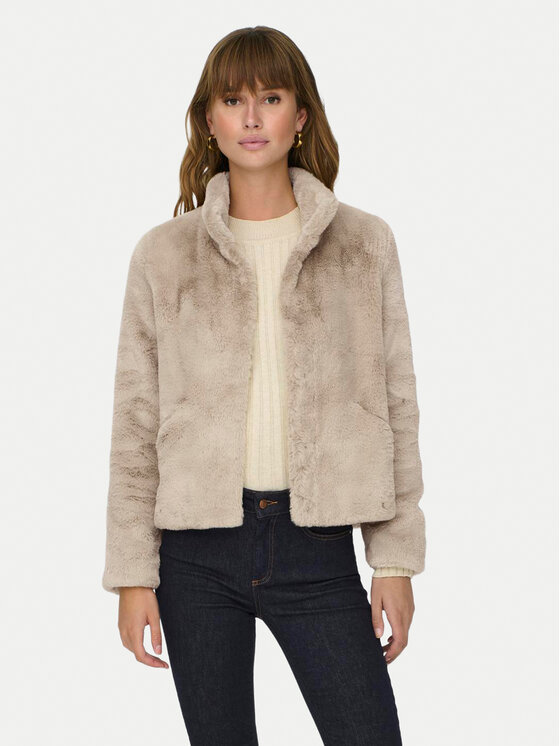 ONLY Кожено палто Newvida 15295423 Бежов Regular Fit цвят на ниска цена