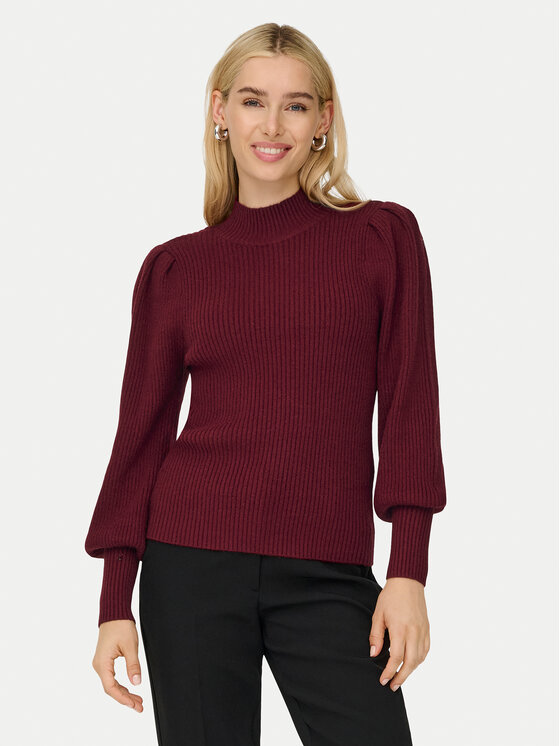 ONLY Пуловер Katia 15232494 Бордо Regular Fit цвят на ниска цена